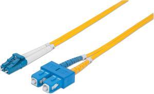 Intellinet Fiber Optic Patch Cable, Duplex, Single-Mode, LC/SC, 9/125 Âµm, OS2, 5.0 m (14.0 ft.), Yellow