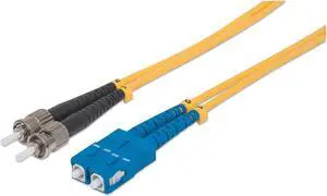 Intellinet Fiber Optic Patch Cable, Duplex, Single-Mode, ST/SC, 9/125 Âµm, OS2, 1 m (3 ft.), Yellow