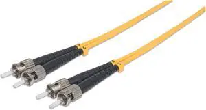 Intellinet Fiber Optic Patch Cable, Duplex, Single-Mode, ST/ST, 9/125 Âµm, OS2, 3 m (10 ft.), Yellow