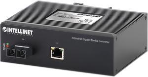 Intellinet Industrial Gigabit Media Converter, 10/100/1000Base-TX to 1000Base-LX (SC) Single-mode, 20 km (12.4 mi.), IP40-rated Metal Housing, DIN-Rail Mount