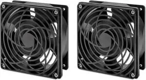 Intellinet 2-Fan Ventilation Unit for 19" Wallmount Cabinets, Roof-mount, 6 ft. Power Cable with US NEMA 5-15P Plug, Format 4.72 x 4.72 in. (120 x 120 mm), Ground Kit Included, Black