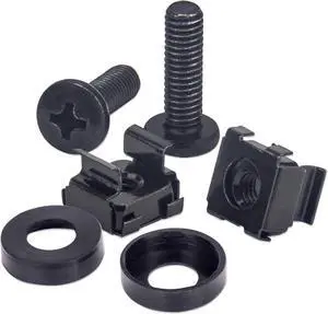 Intellinet 10-32 Cage Nut Set , Jar of 50 10-32 Cage Nuts, Screws and Washers