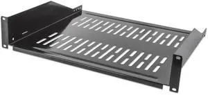 Intellinet 19" Cantilever Shelf, 2U, 2-Point Front Mount, 400 mm (15.75 in.) Depth, Vented, Black