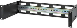 Intellinet Adjustable 19" Rackmount DIN Rail Kit, 2U, Chassis to Mount Top Hat DIN Rail Equipment in a 19 in. Rack, Adjustable Rail Depth of 48 to 174 mm (1.9 to 6.9 in.), Aluminum, Black RAL 9005