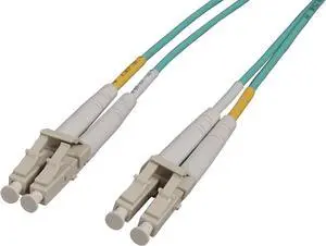 Intellinet 10 m LC to LC UPC Fiber Optic Patch Cable, 2.0 mm, Duplex, OFNR, OM3 Multimode, Aqua, 50/125 µm, Bend Insensitive Multimode Fiber (BIMMF), 33 ft