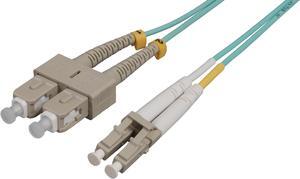 Intellinet 5 m LC to SC UPC Fiber Optic Patch Cable, 2.0 mm, Duplex, OFNR, OM3 Multimode, Aqua, 50/125 µm, Bend Insensitive Multimode Fiber (BIMMF), 16 ft