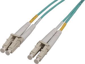 Intellinet 0.5 m LC to LC UPC Fiber Optic Patch Cable, 2.0 mm, Duplex, OFNR, OM4 Multimode, Aqua, 50/125 µm, Bend Insensitive Multimode Fiber (BIMMF), 1.6 ft