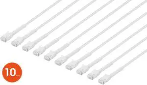 Intellinet Cat6 U/UTP FlexiBoot Slim Network Patch Cable, 1 ft., White, 10-Pack, 10G, 250 MHz, 100% Copper, 32 AWG, RJ45, Stranded, Highly Bendable, Gold-plated Contacts