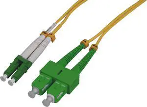 Intellinet 1 m LC UPC to SC APC Fiber Optic Patch Cable, 2.0 mm, Duplex, OFNR, Singlemode BIF, Yellow, 9/125 µm, Bend Insensitive Fiber Cable G.657.A1, 3.3 ft