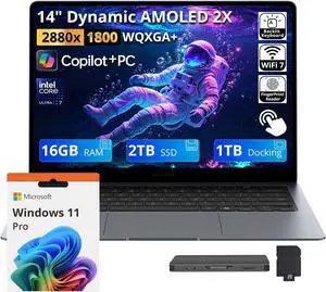 Samsung Galaxy Book6 Pro 14" 3K AMOLED Touch Laptop, Intel Core Ultra 7 356H, 16GB LPDDR5X, 3TB Storage (2TB SSD+1TB Docking Station), Copilot+ PC, Backlit Keyboard, Fingerprint, Win 11 Pro, Gray Samsung Galaxy Book6 Pro 14" 3K AMOLED Touch Laptop, Intel Core Ultra 7 356H, 16GB LPDDR5X, 3TB Storage (2TB SSD+1TB Docking Station), Copilot+ PC, Backlit Keyboard, Fingerprint, Win 11 Pro, Gray
