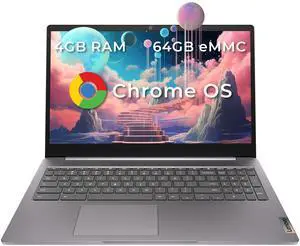 Lenovo IdeaPad 3 15.6" FHD Laptop, Intel Celeron N4500 Processor, 4GB RAM, 64GB eMMC, Intel UHD Graphics, Num Pad, Webcam, Chrome OS, Artic Grey Lenovo IdeaPad 3 15.6" FHD Laptop, Intel Celeron N4500 Processor, 4GB RAM, 64GB eMMC, Intel UHD Graphics, Num Pad, Webcam, Chrome OS, Artic Grey