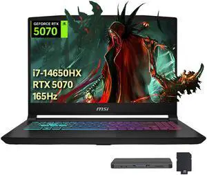 MSI Katana 15.6" QHD IPS 165Hz Gaming Laptop, Intel i7-14650HX, GeForce RTX 5070 8GB GDDR7, 16GB DDR5, 1TB SSD, RGB Keyboard, Cooler Boost 5, WiFi 6E, Win 11 Pro, Black, 1TB Docking Station MSI Katana 15.6" QHD IPS 165Hz Gaming Laptop, Intel i7-14650HX, GeForce RTX 5070 8GB GDDR7, 16GB DDR5, 1TB SSD, RGB Keyboard, Cooler Boost 5, WiFi 6E, Win 11 Pro, Black, 1TB Docking Station