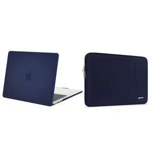 MOSISO Compatible with MacBook Air 13.6 inch Case 2022 Release A2681 M2 Chip, Plastic Hard Shell Case Cover&Vertical Sleeve Bag with Pocket, Navy Blue