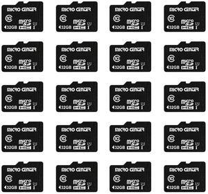 Micro Center 32GB Class 10 Micro SDHC Flash Memory Card 20 Pack with Adapter for Mobile Device Storage Phone, Tablet, Drone & Full HD Video Recording - 80MB/s UHS-I, C10, U1 (20 Pack)