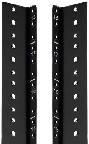 NavePoint 18U Vertical Rack Rail Pair DIY Kit with Hardware, Black