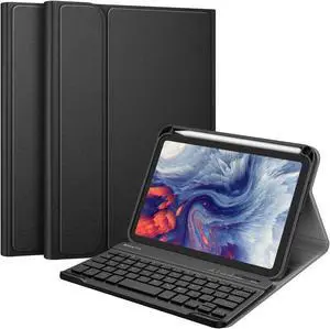 Fintie Keyboard Case for iPad Mini (A17 Pro) 7th Generation 2024 / iPad Mini 6th Gen 8.3 Inch, Soft TPU Back Cover with Magnetically Detachable Wireless Bluetooth Keyboard, Black