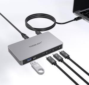 TREBLEET Slim Thunderbolt 4 Hub with 85W Charging, Single 8K or Dual 4K Display, Compatible with Thunderbolt 3/USB4 MAC OS & Windows OS, with Four 40Gbps Thunderbolt 4 Ports, One USB A 3.2 Gen2 Port