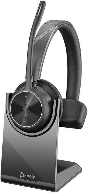 Poly - Voyager 4310 UC Wireless Headset + Charge Stand (Plantronics) - Single-Ear Headset- Connect to PC/Mac via USB-A Bluetooth Adapter, Cell Phone via Bluetooth-Works w/Teams (Certified), Zoom&More