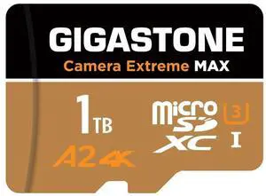 [5-Yrs Free Data Recovery] GIGASTONE 1TB Micro SD Card, 4K Camera Extreme MAX Series Speed Up to 160MB/s, Compatible with, Gopro, DJI, REDTIGER Rove VIOFO VANTRUE Dash Cam, MicroSDXC UHS-I A2 4K U3