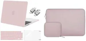 MOSISO Compatible with MacBook Air 13.6 inch Case 2022 A2681 M2, Neoprene Sleeve Bag&Plastic Hard Case&Keyboard Cover&Screen Protector&Type C Adapter 2 Pack, Baby Pink