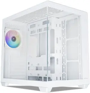 Vetroo AL900 ATX PC Case with 270° Full View Tempered Glass, Pre-Installed ARGB & PWM FDB Fan, Supports 360mm Radiator & 10 Fans, Type-C Ready, for 50 Series GPUs (White)