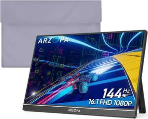 ARZOPA Portable 16.1'' 144Hz 1080P FHD Laptop Monitor & PU Sleeve Bag Combination