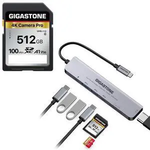 [SD/microSD Card Reader] GIGASTONE 7-in-1 USB C Hub 4K HDMI PD 100W Thunderbolt Docking Station