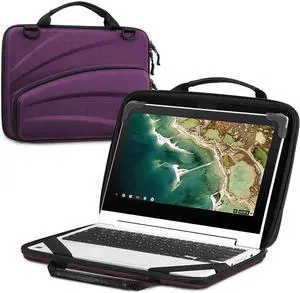 FINPAC 11-11.6 Inch Chromebook Sleeve Case - Protective Briefcase Shoulder Bag with Accessory Pouch for Up to 11.6" Laptop Notebook Ultrabook, Purple