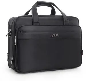Large Briefcases For Men Work Bag Laptop Case 17 Inch Messenger Bags Expandable Office Business Mens Briefcase 17.3 Tote Carry On Black Canvas Shoulder File Portfolio Waterproof Professional Travel
