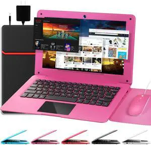 G-Anica Laptop Computer(10.1 inch), Quad Core Powered by Android 12.0, Netbook Computer with WiFi, Webcam and Bluetooth, Mini Laptop with Bag, Mouse, and Mouse Pad for Kids and AdultsPink