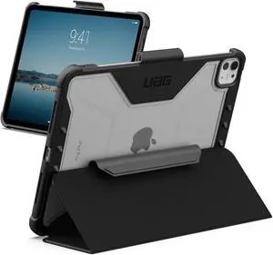URBAN ARMOR GEAR UAG Designed for iPad Pro 11" Case (5th Gen, 2024, M4) A2836, A2837, A3006 Rugged Transparent Clear Folio Cover with Pencil Holder & Multiple Position Stand, Plyo Black/Ice