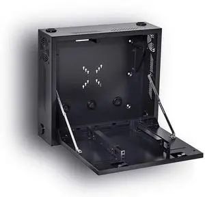 Kenuco Heavy Duty 16 Gauge Steel DVR Security Lockbox with Fan and Swing Open Top (24'' x 21'' x 8'' Black)