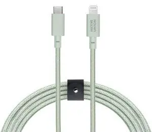 Native Union Belt Cable USB-C to Lightning - 10ft Ultra-Strong Reinforced Cable [MFi Certified] for iPhone 14, Phone 14 Plus, iPhone 14 Pro, iPhone 14 Pro Max, iPhone 13 and Earlier (Sage)