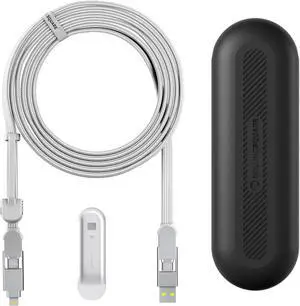 Rolling Square inCharge XL 6-in-1 Multi Charging Cable, Portable USB and USB-C Cable with 100W Ultra-Fast Charging Power, 10 Ft/3m, Glacier White