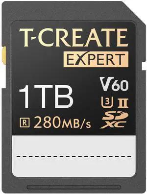 TEAMGROUP T-Create Expert 1TB SD Card UHS-II SDXC U3 V60 Read Speed up to 280MB/s, 8K 4K Recording Compatible with Canon Sony Nikon Panasonic Olympus Digital Camera TTCSDY1TIIV6001