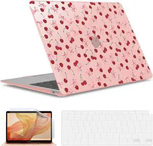 IBENZER Compatible with New MacBook Air 13 inch case 2022 2021 2020 M1 A2337 A2179 A1932, Hard Shell Case&Keyboard Cover&Screen Film for Mac Air 13 with Touch ID (2018-2022), Cherry, AT13-CHRY+2