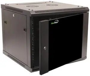 NavePoint 9U Server Cabinet Wall Mount Rack Enclosure Includes 2 Fans, Locking Glass Door, Removable Side Panels  9U Network Cabinet 23.6 Deep, 19 Inch Server Rack for IT and A/V Equipment