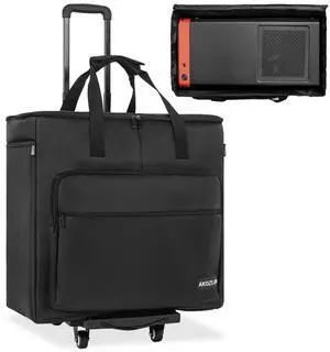 AKOZLIN Desktop Gaming Computer Tower PC Carrying Case with Detachable Cart Travel Storage Bag for Host, Keyboard and Mouse with Portable Dolly Black