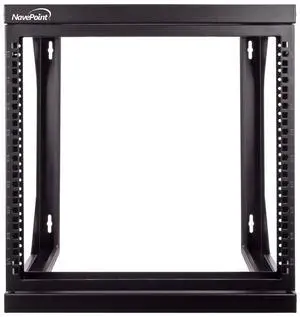 NavePoint 9U Open-Frame Server Rack for 19" IT Network Equipment & A/V Devices Free Standing or Wall Mount with 180 Degrees Gate Swing, Black