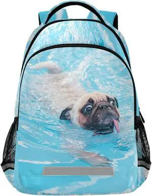 ALAZA Happy Cute Pug Dog Backpacks Travel Laptop Daypack School Book Bag for Men Women Teens Kids one-size