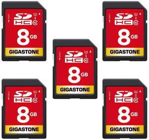 Gigastone 8GB SDHC Memory Card, Pack of 5 High Speed Cards for Reserving Photos, Videos, Music, Voice Files, Camcorder, Camera, Recorder, PC, Mac, Class 10