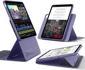 ESR for iPad Air 11 Inch Case M2(2024), iPad Air 6th/5th/4th Gen Case (2024/2022/2020), Removable Magnetic Cover, Adjustable Portrait/Landscape Stand with Raised Screen View, 9 Standing Angles, Purple