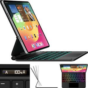 Snugg iPad Pro 11 Case with Keyboard (M4) with Apple Pencil Holder & Live Battery Display - Wireless Bluetooth Backlit Magic Keyboard 11 Case for iPad Pro 11 inch Case 2024 with Keyboard - Black