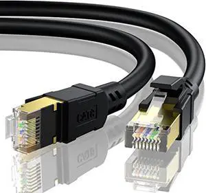BUSOHE Cat 8 Ethernet Cable 100FT, High Speed 40Gbps 2000Mhz Cat8 Cable with Gold Plated RJ45 Connector, Heavy Duty LAN Network Internet Cable S/FTP