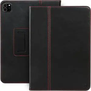 Casemade Real Leather Case Compatible with iPad Pro 11 M4 (2024) - Full-Grain Leather Cover, Auto Sleep/Wake, Dual Stand Position (Black)