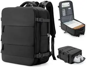 coowoz Large Travel Backpack Carry On for Women Man Black Waterproof Gym Backpack with Laptop Compartment Mochila de Viaje Teacher Personal Item Backpack Rucksack Airplane Accessories Must Haves