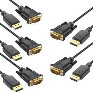 DteeDck DisplayPort to VGA Cable 3ft 5 Pack, DP Display Port to VGA Adapter Cable Converter Male to Male Braided Cord for Monitor Desktop Laptop Display Projector HDTV