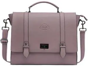 EaseGave Women's 15.6 Inch Laptop Briefcase, Vintage Purple Saffiano Eco-Leather, 4 Large Compartments, 2 Slip Pockets, 1 Zip-Fastening Pocket