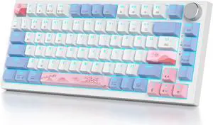 iTastatur 82 Keys Wireless Gaming Keyboard 75 Percent,Triple Mode Bluetooth/2.4Ghz/USB Pre-lubed Hot Swappable Mechanical Keyboard, w/Knob&Sound-Absorbing Pads,4000mAh Battery for Mac/Win (Pink)