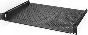 AC Infinity Vented Cantilever 1U Universal Rack Shelf, 14" Deep, for 19" Equipment Racks. Heavy-Duty 2.4mm Cold Rolled Steel, 60lbs Capacity